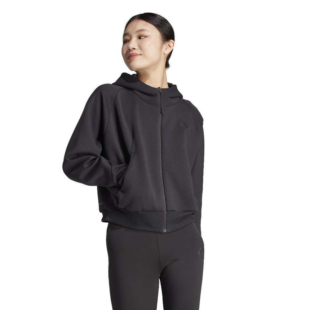 Adidas Women's Z.N.E Premium Fleece Full Zip Hoodie Black 3XLT